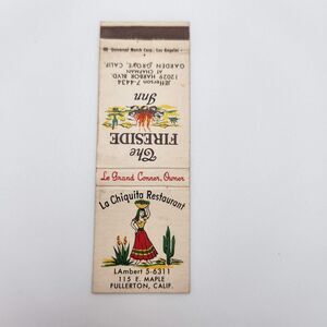 Vintage Matchbook Fullerton California The Fireside Inn 1940s 50s Collectible Ep